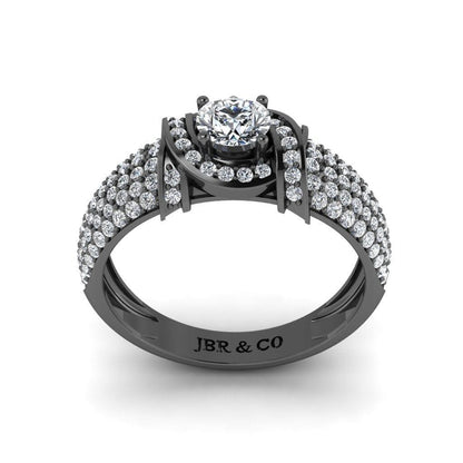 JBR Round Cut S925 Silver Diamond Art Deco Engagement Rings - JBR Jeweler