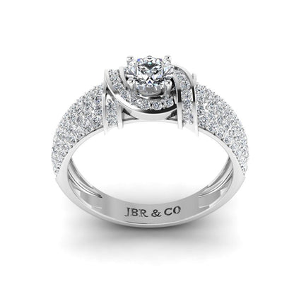 JBR Round Cut S925 Silver Diamond Art Deco Engagement Rings - JBR Jeweler