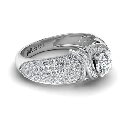 JBR Round Cut S925 Silver Diamond Art Deco Engagement Rings - JBR Jeweler