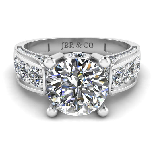 JBR Round Cut Solitaire Diamond Sterling Silver Wedding Ring - JBR Jeweler