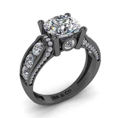 JBR Round Cut Solitaire Diamond Sterling Silver Wedding Ring - JBR Jeweler