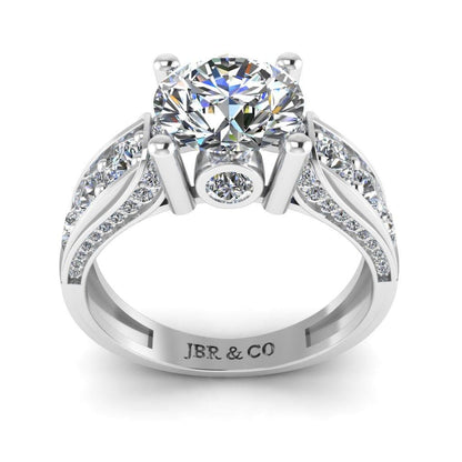 JBR Round Cut Solitaire Diamond Sterling Silver Wedding Ring - JBR Jeweler