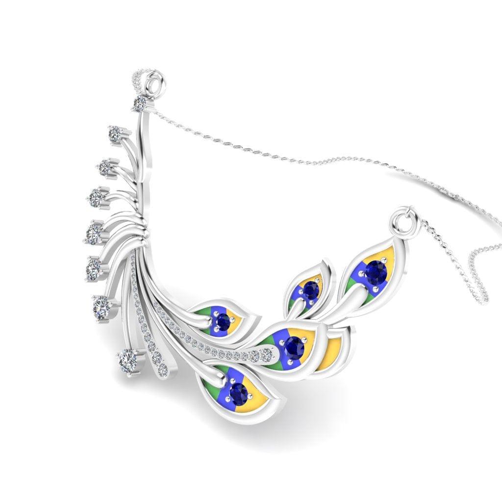 JBR Royalty Peacock Diamond Sterling Silver Necklace - JBR Jeweler