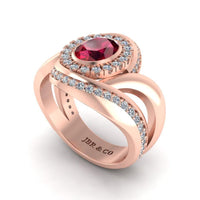 JBR Ruby Halo Wrap Sterling Silver Ring - JBR Jeweler