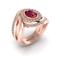 JBR Ruby Halo Wrap Sterling Silver Ring - JBR Jeweler