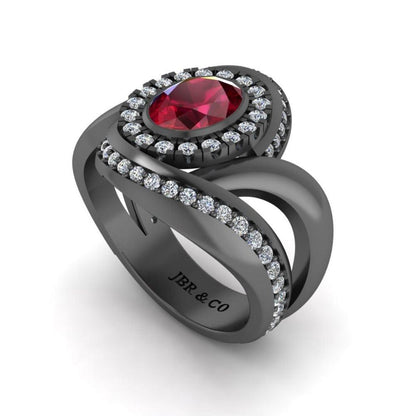 JBR Ruby Halo Wrap Sterling Silver Ring - JBR Jeweler