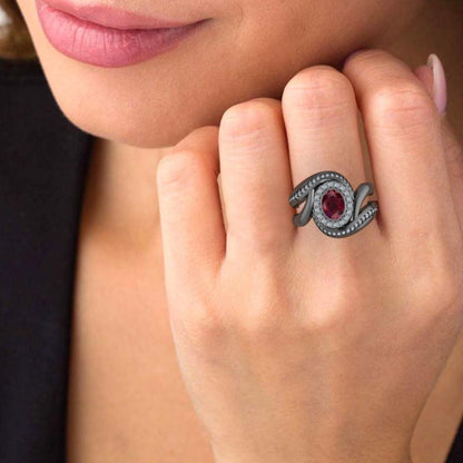 JBR Ruby Halo Wrap Sterling Silver Ring - JBR Jeweler