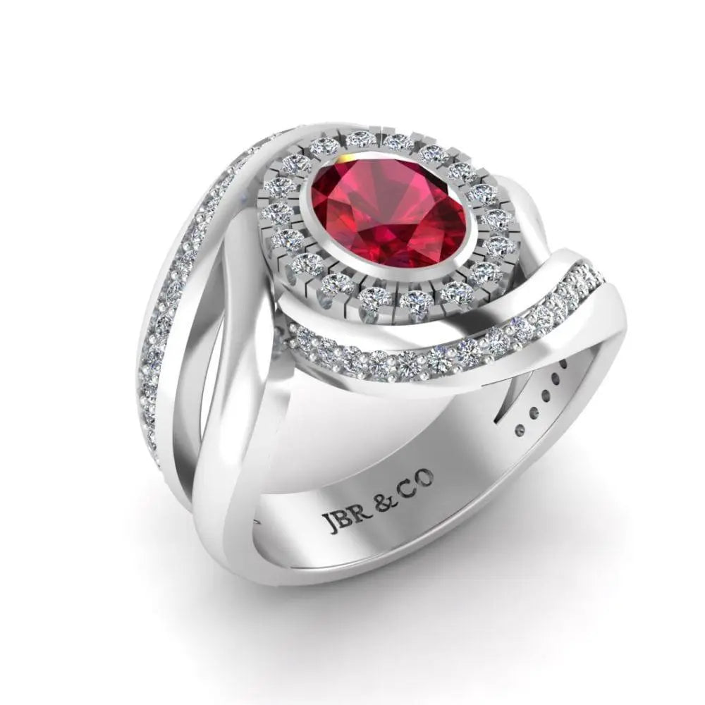 JBR Ruby Halo Wrap Sterling Silver Ring - JBR Jeweler