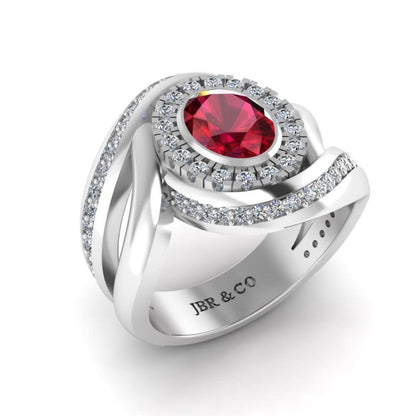 JBR Ruby Halo Wrap Sterling Silver Ring - JBR Jeweler