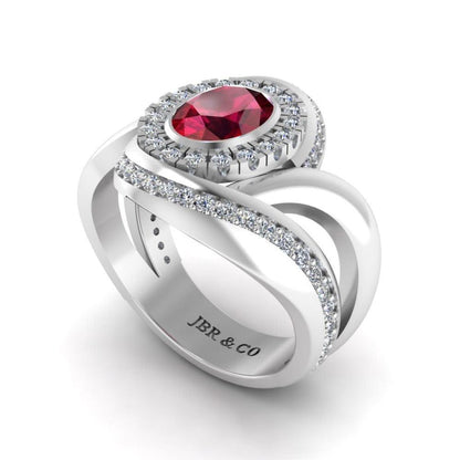 JBR Ruby Halo Wrap Sterling Silver Ring - JBR Jeweler