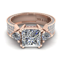 JBR Scrollwork Princess Cut Sterling Silver Ring - JBR Jeweler