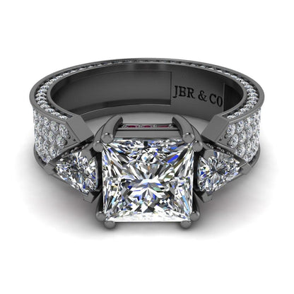 JBR Scrollwork Princess Cut Sterling Silver Ring - JBR Jeweler