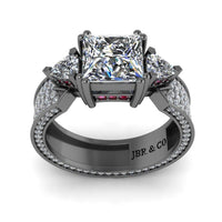 JBR Scrollwork Princess Cut Sterling Silver Ring - JBR Jeweler