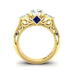 JBR Scrollwork Three Stone Round Cut Sterling Silver Ring - JBR Jeweler