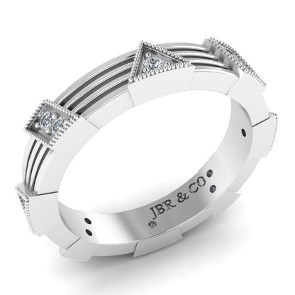 JBR Simple Design Round Cut Sterling Silver Women's Band - JBR Jeweler