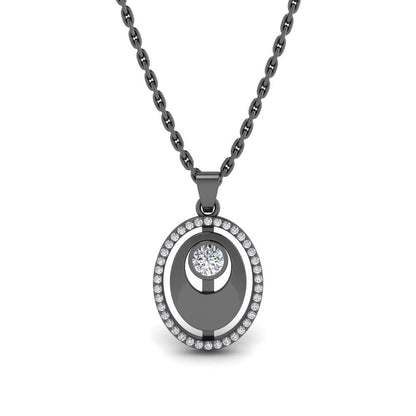 JBR Jeweler Silver Necklaces 14 / Silver Black Rhodium Plated JBR Simple Evergreen Style Round Cut Sterling Silver Necklace