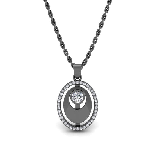 JBR Jeweler Silver Necklaces 14 / Silver Black Rhodium Plated JBR Simple Evergreen Style Round Cut Sterling Silver Necklace