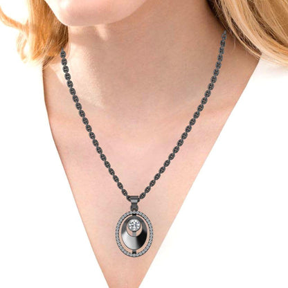 JBR Jeweler Silver Necklaces JBR Simple Evergreen Style Round Cut Sterling Silver Necklace