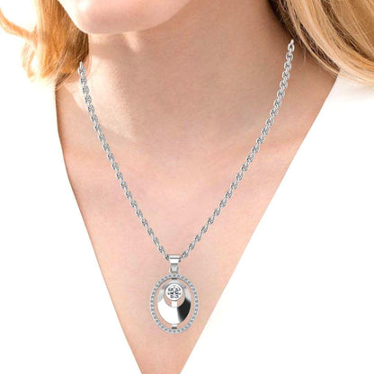 JBR Simple Evergreen Style Round Cut Sterling Silver Necklace - JBR Jeweler