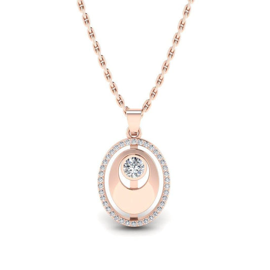 JBR Jeweler Silver Necklaces 14 / Silver Rose Gold Plated JBR Simple Evergreen Style Round Cut Sterling Silver Necklace