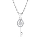 JBR Simple Key Round Cut Sterling Silver Pendant Necklace - JBR Jeweler