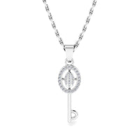 JBR Simple Key Round Cut Sterling Silver Pendant Necklace - JBR Jeweler