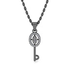 JBR Simple Key Round Cut Sterling Silver Pendant Necklace - JBR Jeweler