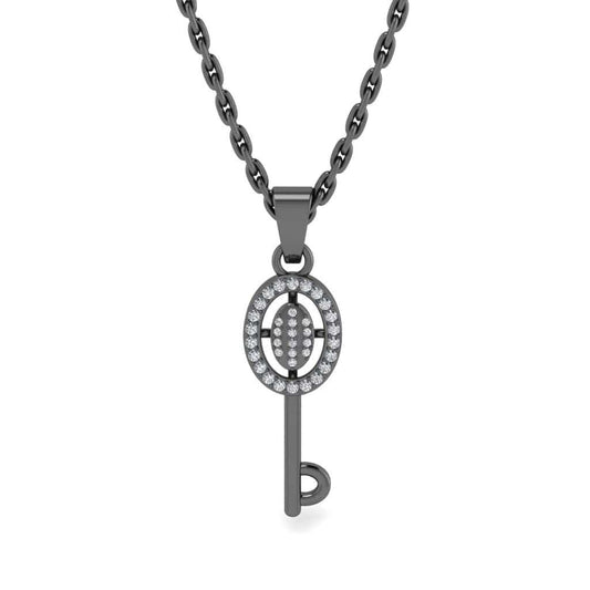 JBR Simple Key Round Cut Sterling Silver Pendant Necklace - JBR Jeweler