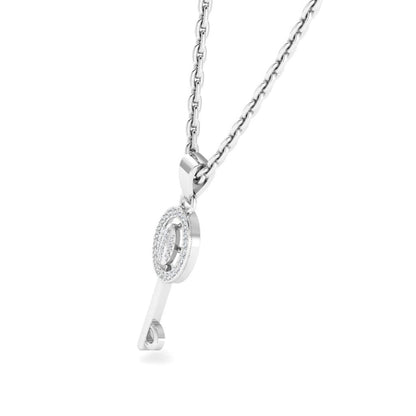 JBR Simple Key Round Cut Sterling Silver Pendant Necklace - JBR Jeweler