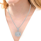JBR Simple Radiant Cut Sterling Silver Pendant Necklace - JBR Jeweler
