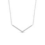 JBR Simple V Shaped Diamond Sterling Silver Pendant Necklace - JBR Jeweler