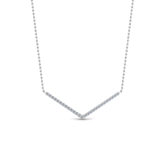 JBR Simple V Shaped Diamond Sterling Silver Pendant Necklace - JBR Jeweler