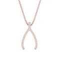 JBR Jeweler Silver Necklaces 18 / Silver Rose Gold Finish JBR Simple Wish Bone Pendant Sterling Silver Necklace
