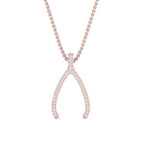JBR Jeweler Silver Necklaces 18 / Silver Rose Gold Finish JBR Simple Wish Bone Pendant Sterling Silver Necklace