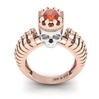 JBR Skeleton Crown Garnet Sterling Silver Skull Ring - JBR Jeweler