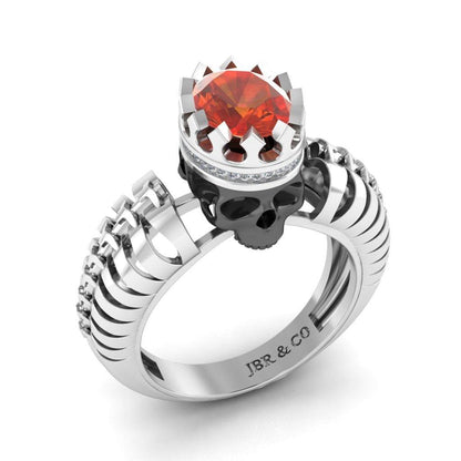 JBR Skeleton Crown Garnet Sterling Silver Skull Ring - JBR Jeweler