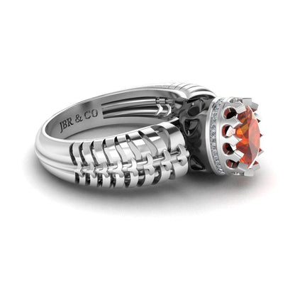 JBR Skeleton Crown Garnet Sterling Silver Skull Ring - JBR Jeweler