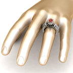 JBR Skeleton Crown Garnet Sterling Silver Skull Ring - JBR Jeweler