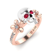 JBR Skull and Flower Sterling Silver Ring - JBR Jeweler