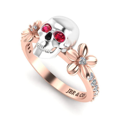 JBR Skull and Flower Sterling Silver Ring - JBR Jeweler