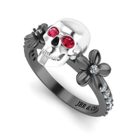 JBR Skull and Flower Sterling Silver Ring - JBR Jeweler