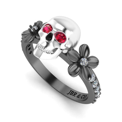 JBR Skull and Flower Sterling Silver Ring - JBR Jeweler