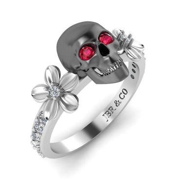 JBR Skull and Flower Sterling Silver Ring - JBR Jeweler