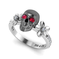 JBR Skull and Flower Sterling Silver Ring - JBR Jeweler