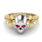 JBR Skull and Flower Sterling Silver Ring - JBR Jeweler