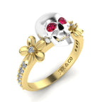 JBR Skull and Flower Sterling Silver Ring - JBR Jeweler