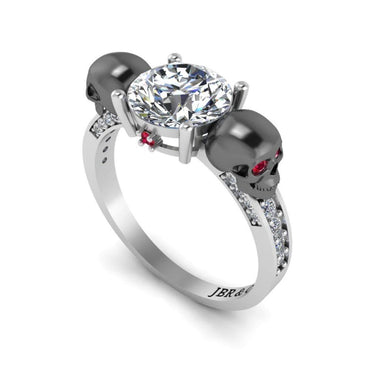 JBR Skull Design Engagement Rings In Sterling Silver - JBR Jeweler