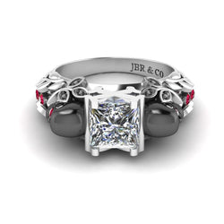 JBR Skull Design Princess Cut Sterling Silver Ring - JBR Jeweler