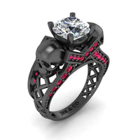 JBR Skull Engagement Ring Mesh Gothic Skull Ring Womens In Sterling Silver - JBR Jeweler