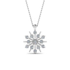 JBR Snowflake Round Cut Diamond Pendant Silver For Women - JBR Jeweler